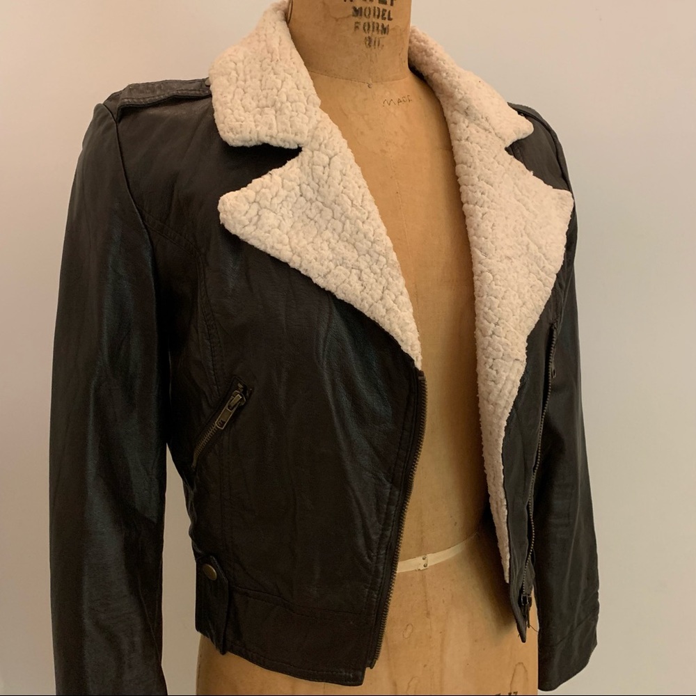 Forever Twenty One Brown Faux Leather Moto Jacket